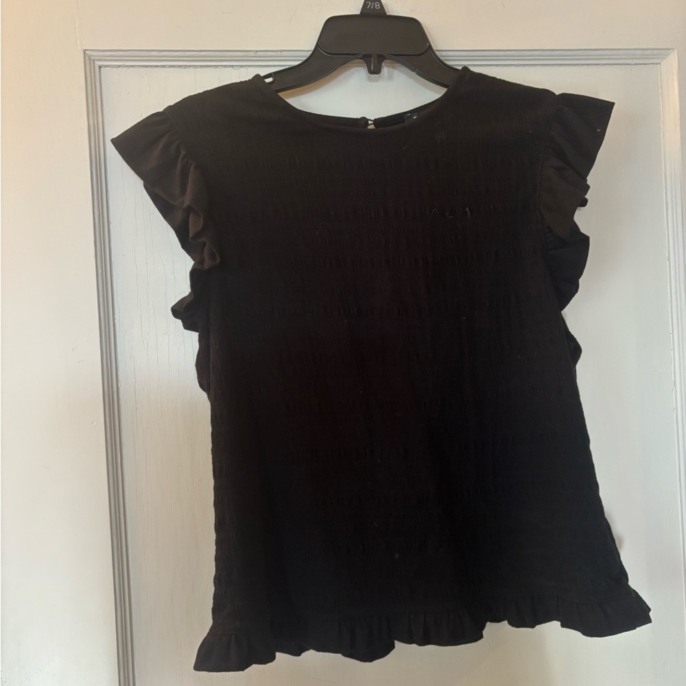 Elegant Black Ruffle Sleeve Top